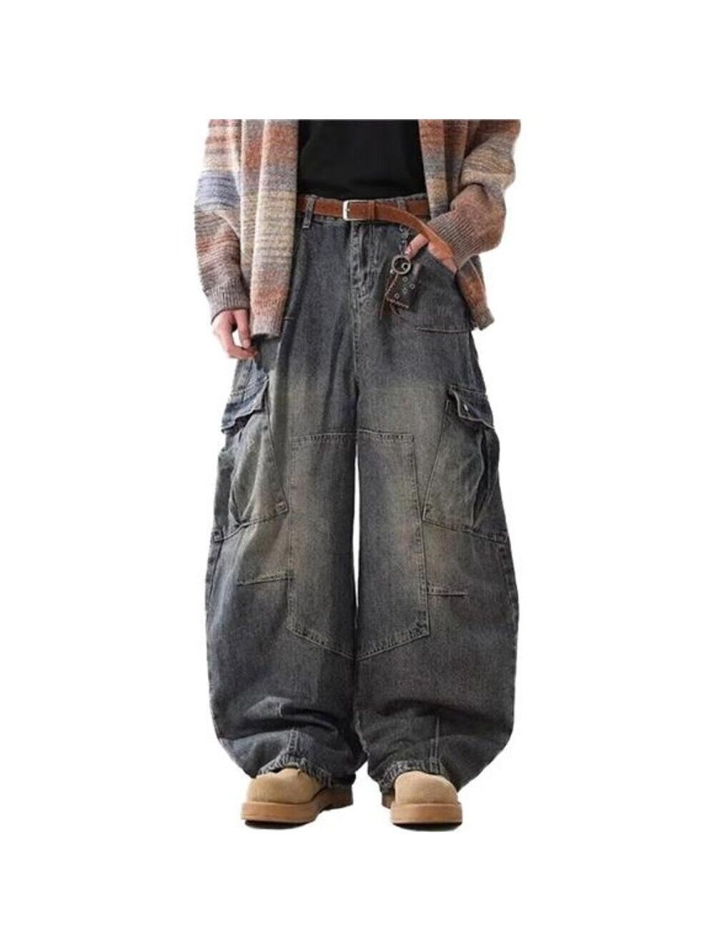 Women's Baggy Grey Jeans Oversized Pants Aesthetic Hip Hop Jeans Relaxed Fit